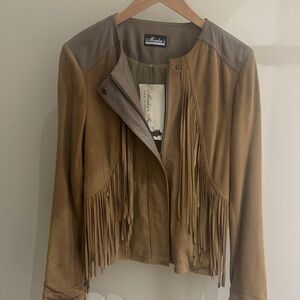 NWT Tan Suede Fringe Jacket SZ M-L